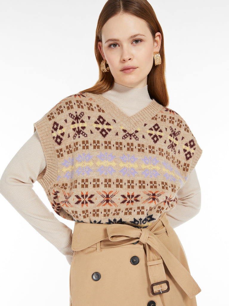 Jacquard alpaca and wool gilet