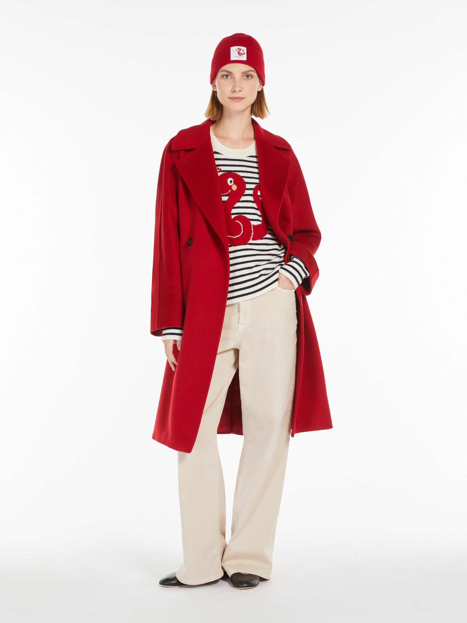 Cashmere Yarn Jumper for Women - White Blue - Max Mara UAE