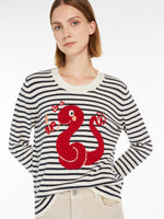 Cashmere Yarn Jumper for Women - White Blue - Max Mara UAE