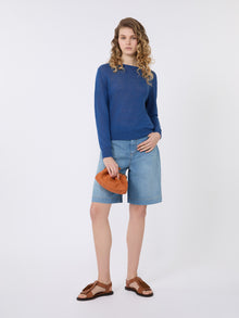 Linen Yarn Jumper for Women - Ocean - Max Mara UAE
