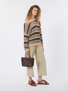 Linen And Cotton Yarn Mesh Jumper for Women - Brown - Max Mara UAE