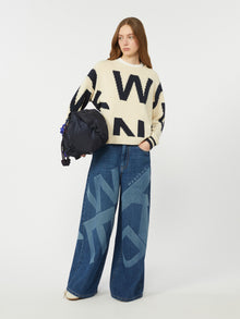 Patterned cotton crew-neck