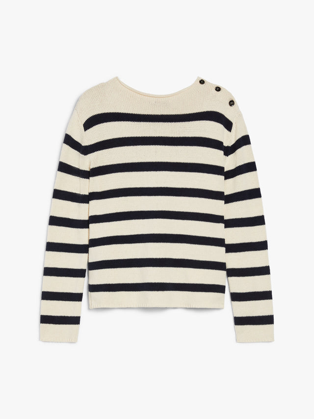 Cotton Yarn Button-Up Sweater for Women - Navy - Max Mara UAE