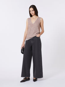 Sleeveless Jumper With Sequins for Women - Antique Rose - Max Mara UAE
