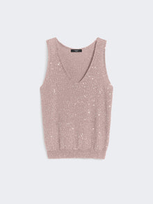Sleeveless Jumper With Sequins for Women - Antique Rose - Max Mara UAE
