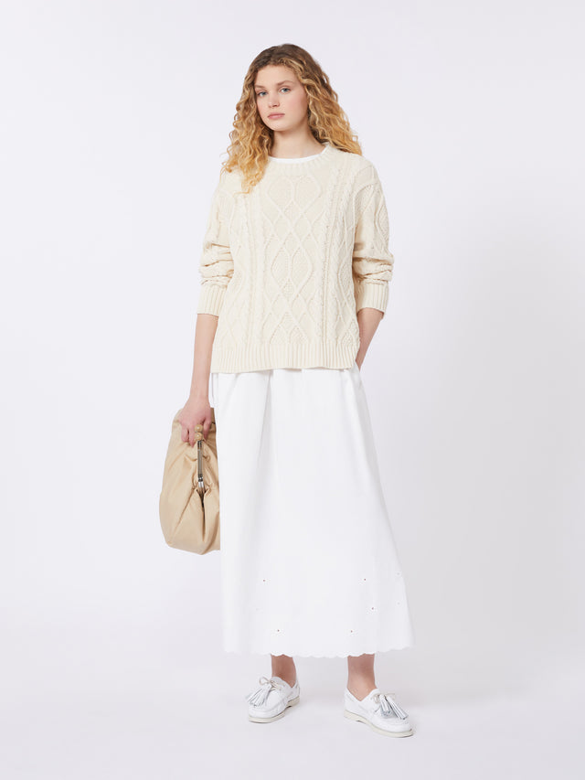 max mara cable and diamond-knit cotton sweater for women