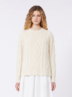 max mara cable and diamond-knit cotton sweater for women