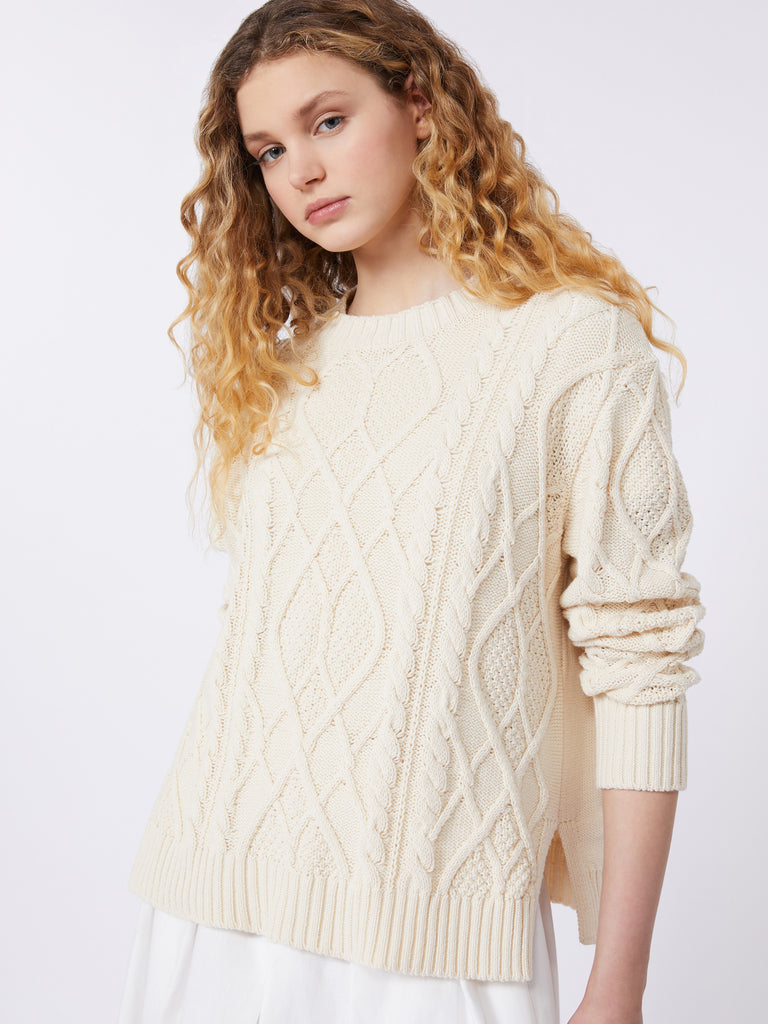 max mara cable and diamond-knit cotton sweater