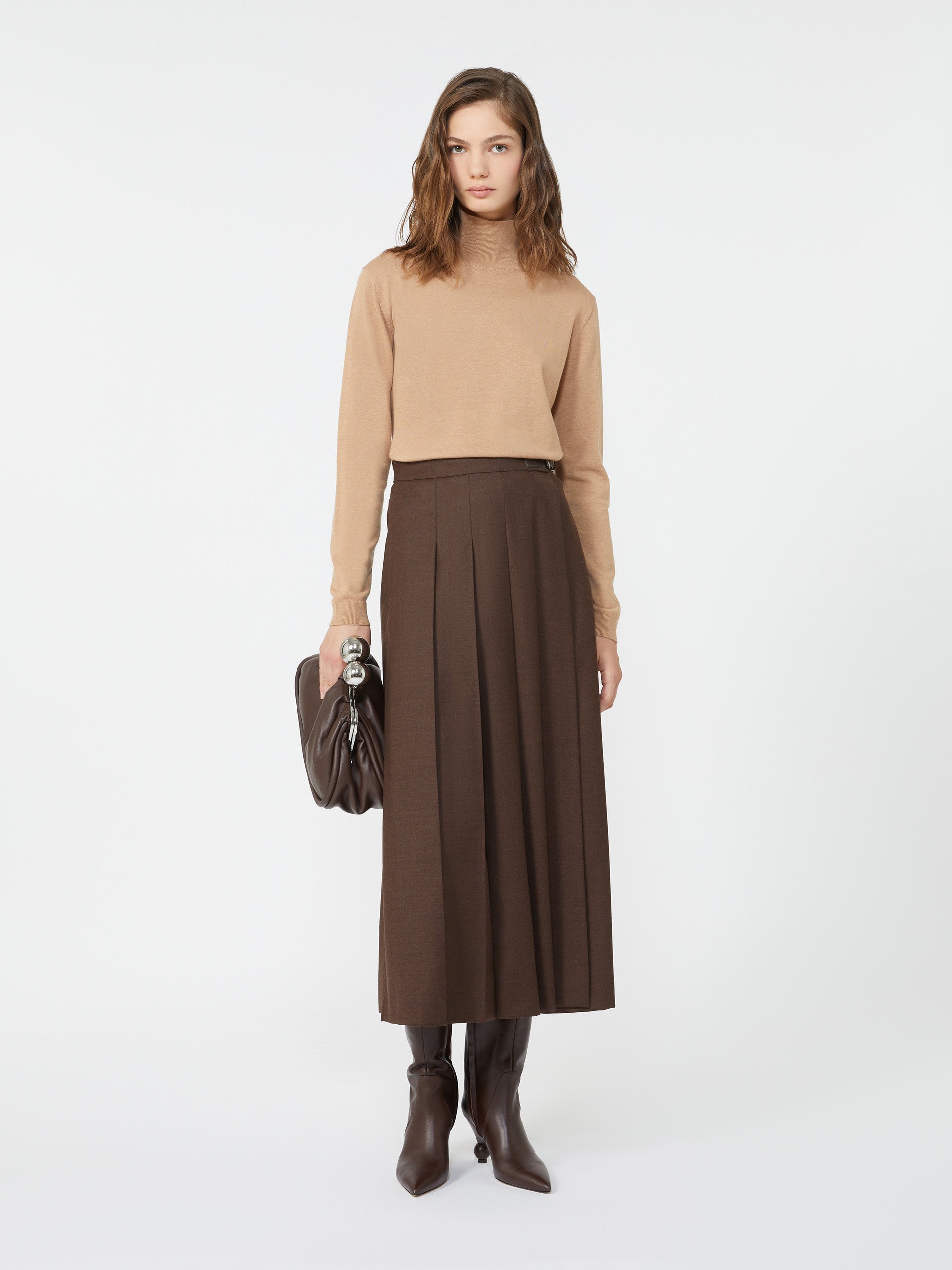 Wool and silk knit turtleneck