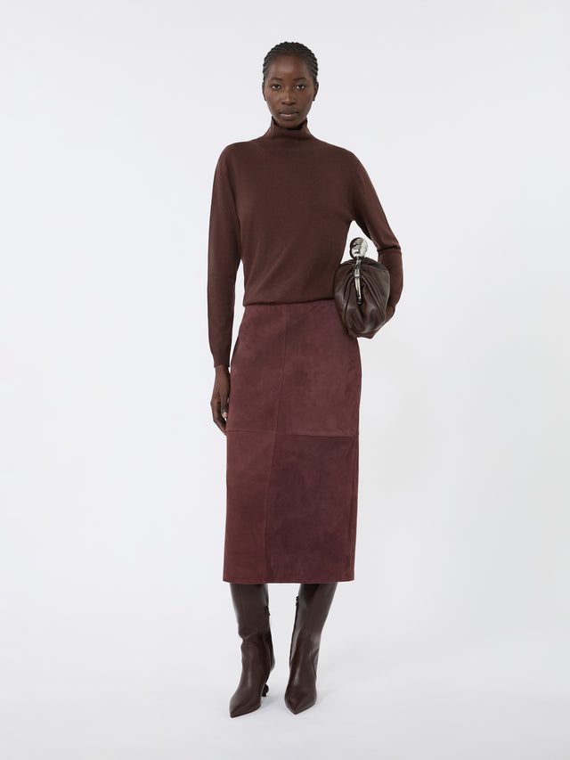 Wool And Silk Knit Turtleneck for Women - Chocolate - Max Mara UAE