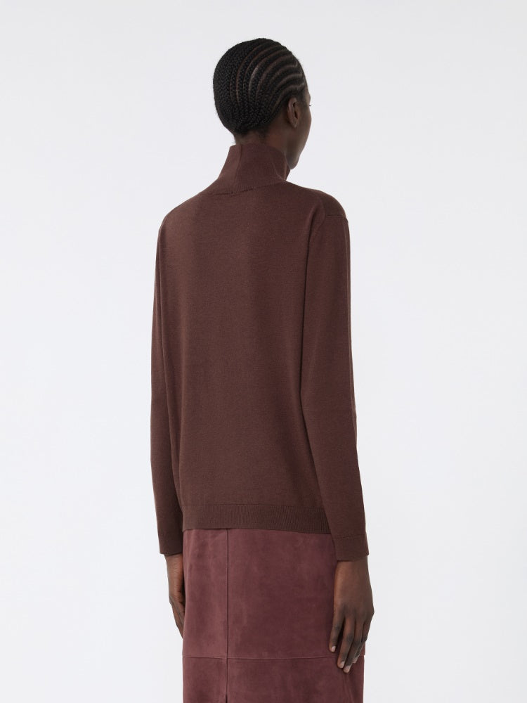 Wool and silk knit turtleneck