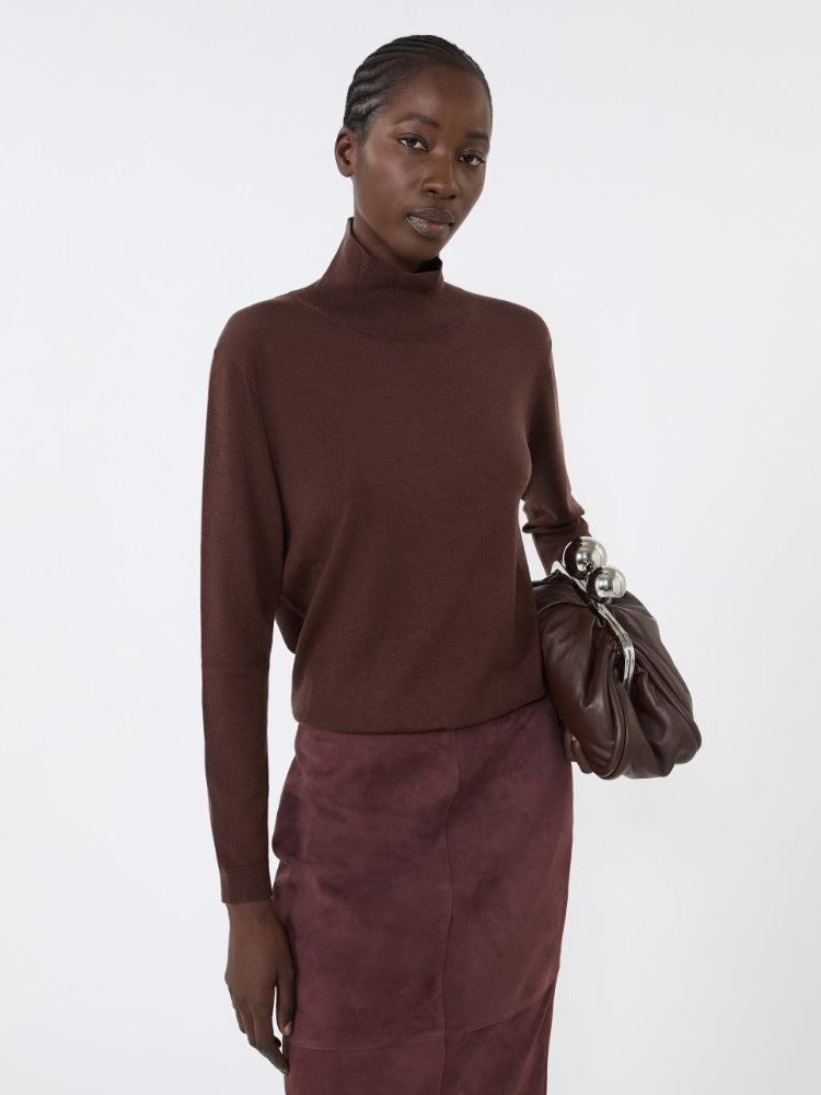 Wool and silk knit turtleneck