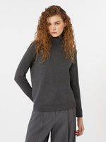 Wool And Silk Knit Turtleneck for Women - Dark Grey - Max Mara UAE