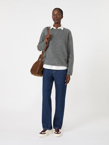 Wool And Cashmere Crewneck Sweater for Women - Dark Grey - Max Mara UAE