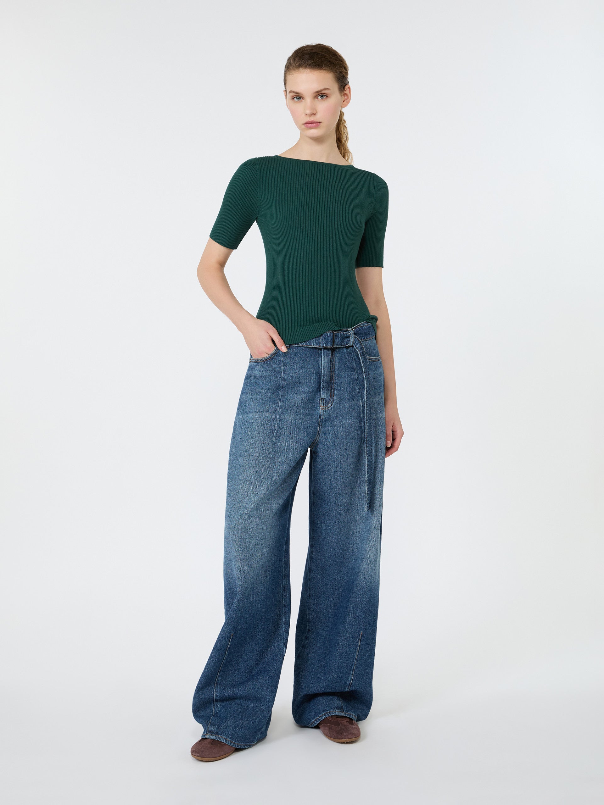 max mara slim-fit stretch viscose sweater for women