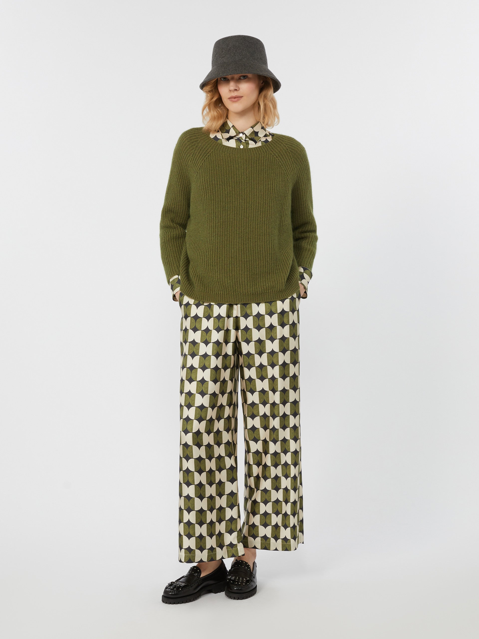 Mohair Yarn Jumper for Women - Olive Green - Max Mara UAE