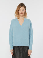 Alpaca And Cotton V-Neck Jumper for Women - Light Blue - Max Mara UAE