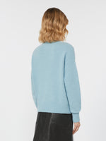 Alpaca And Cotton V-Neck Jumper for Women - Light Blue - Max Mara UAE