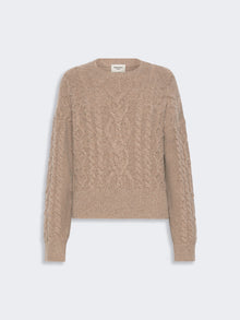 Cable Knit Wool Yarn Jumper for Women - Hazelnut Brown - Max Mara UAE