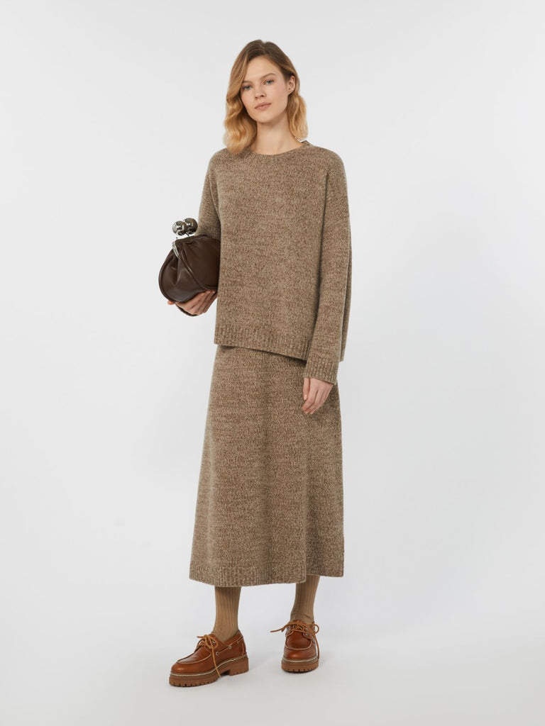 Crew-neck cotton and wool knit jumper