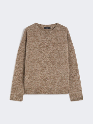 Crew-neck cotton and wool knit jumper