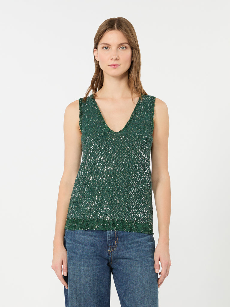 max mara sleeveless sweater with sequin detail