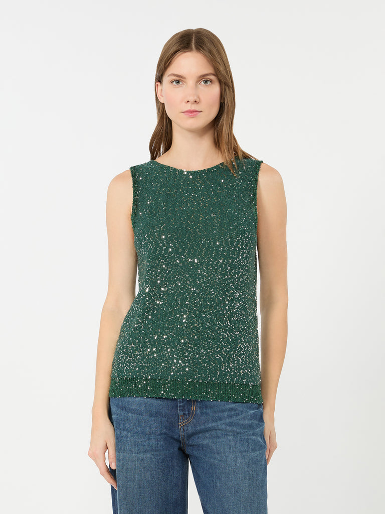 max mara sleeveless sweater with sequin detail