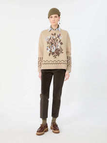 Loose jumper in wool jacquard