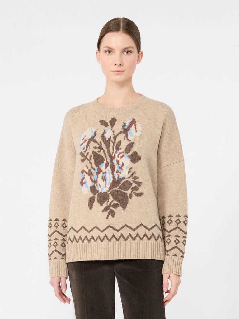max mara loose jumper in wool jacquard