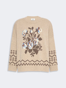 Loose jumper in wool jacquard