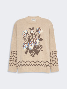 Loose Jumper In Wool Jacquard for Women - Sand - Max Mara UAE