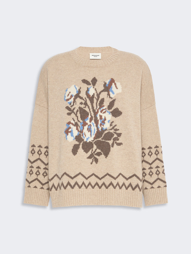 max mara loose jumper in wool jacquard for women