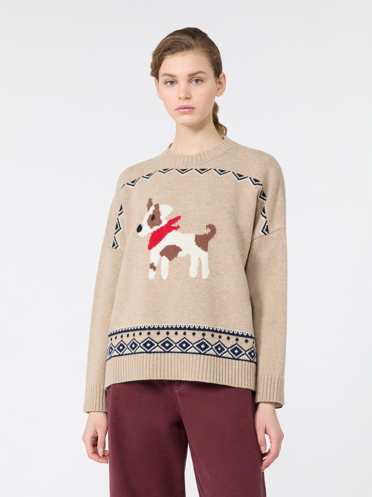 max mara loose jumper in wool jacquard