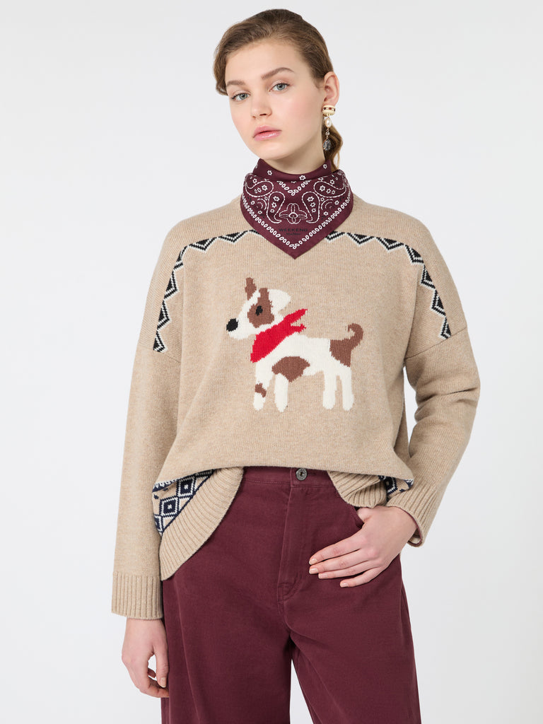 max mara loose jumper in wool jacquard