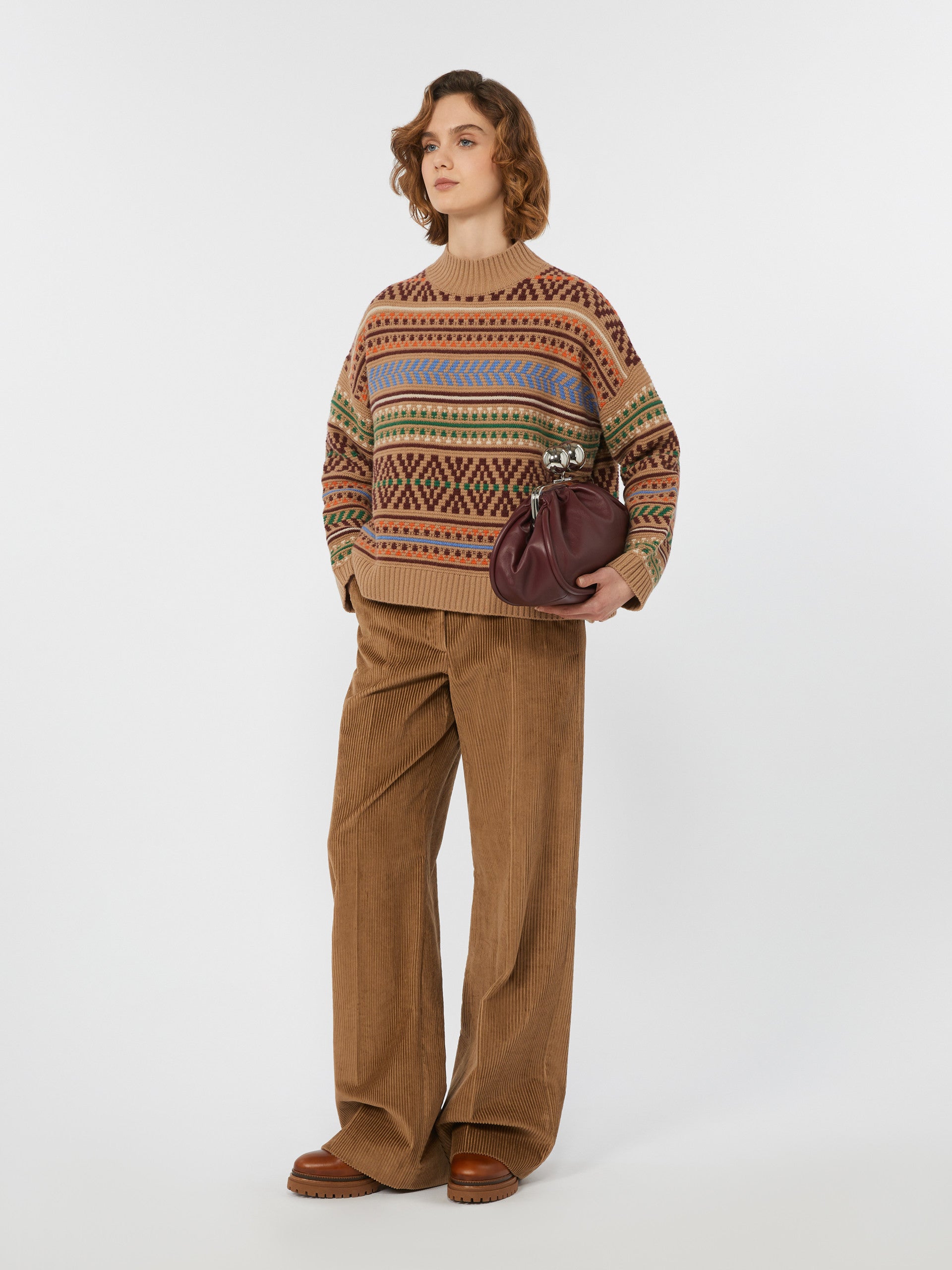 Wool Jacquard Jumper for Women - Camel - Max Mara UAE