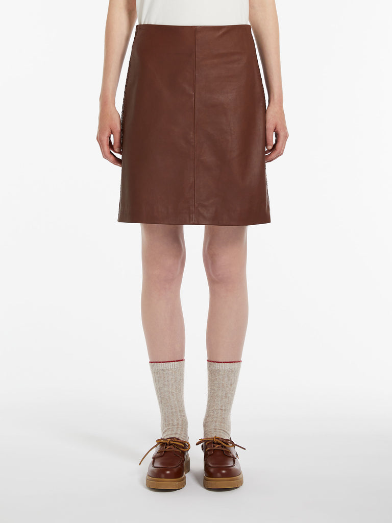 スカート MAX MARA STUDIO BORDEAUX PENCIL SKIRT IN NAPPA LEATHER Max Mara Studio Cloro Nappa Leather Skirt - 12 | Coggles