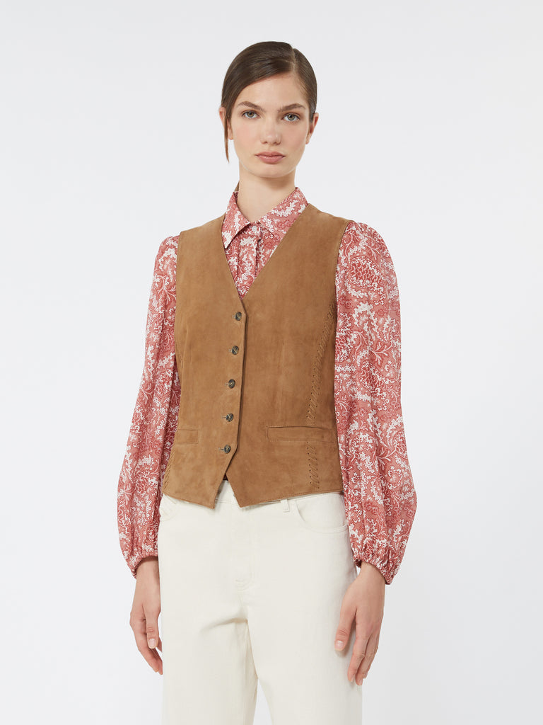 max mara suede waistcoat
