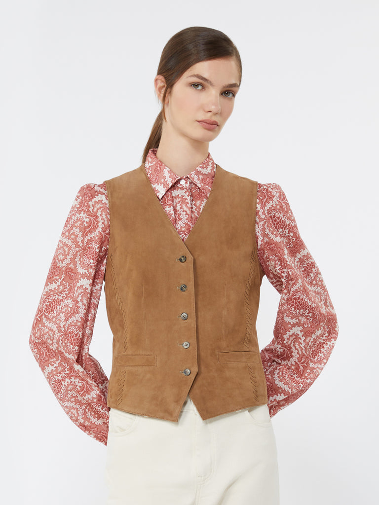 max mara suede waistcoat