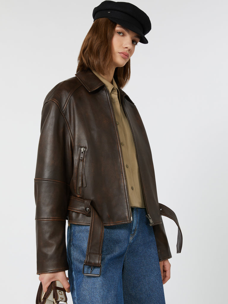 max mara nappa leather biker jacket