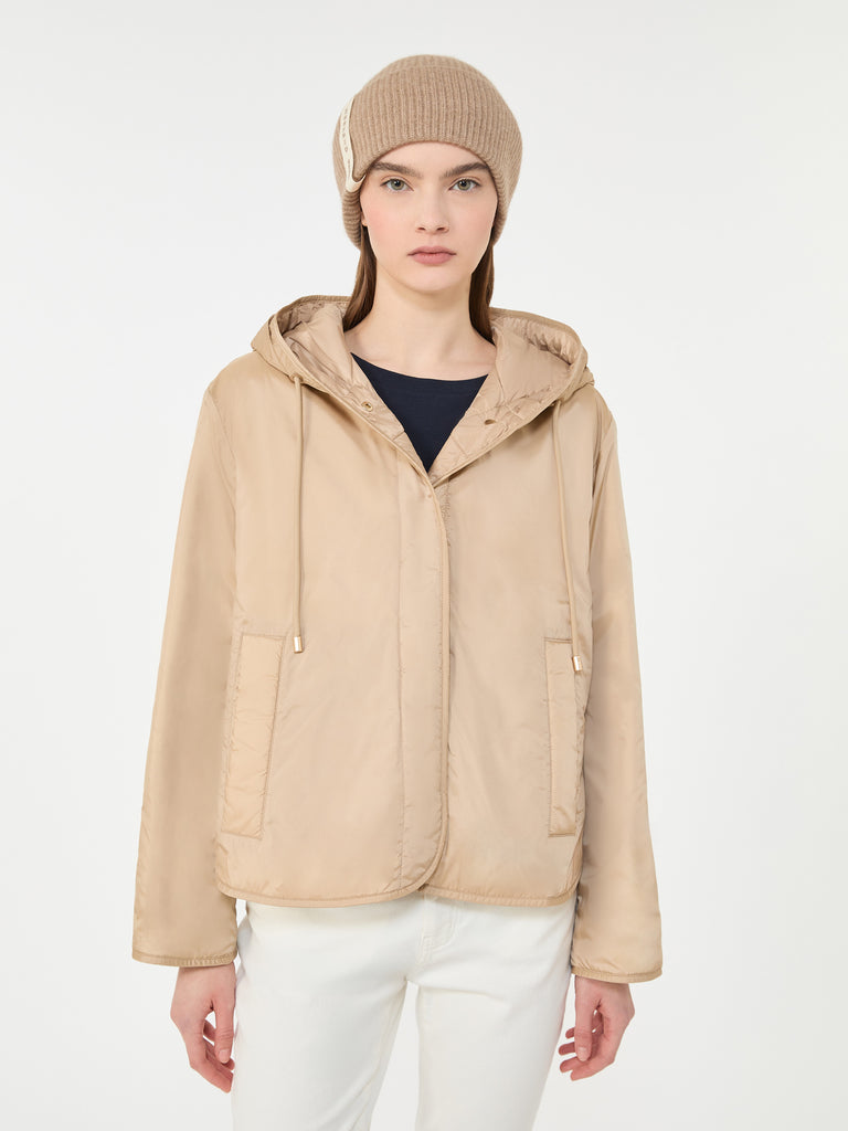 max mara padded, hooded jacket in water-repellent canvas