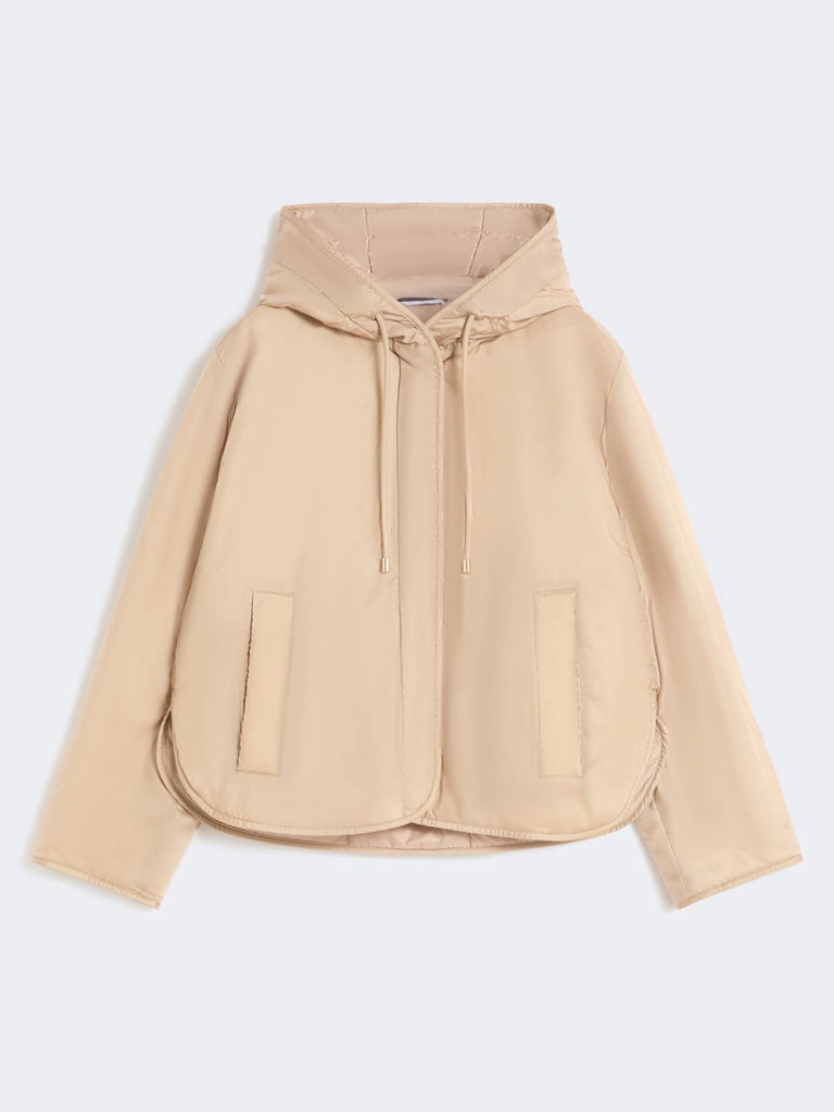 max mara padded, hooded jacket in water-repellent canvas