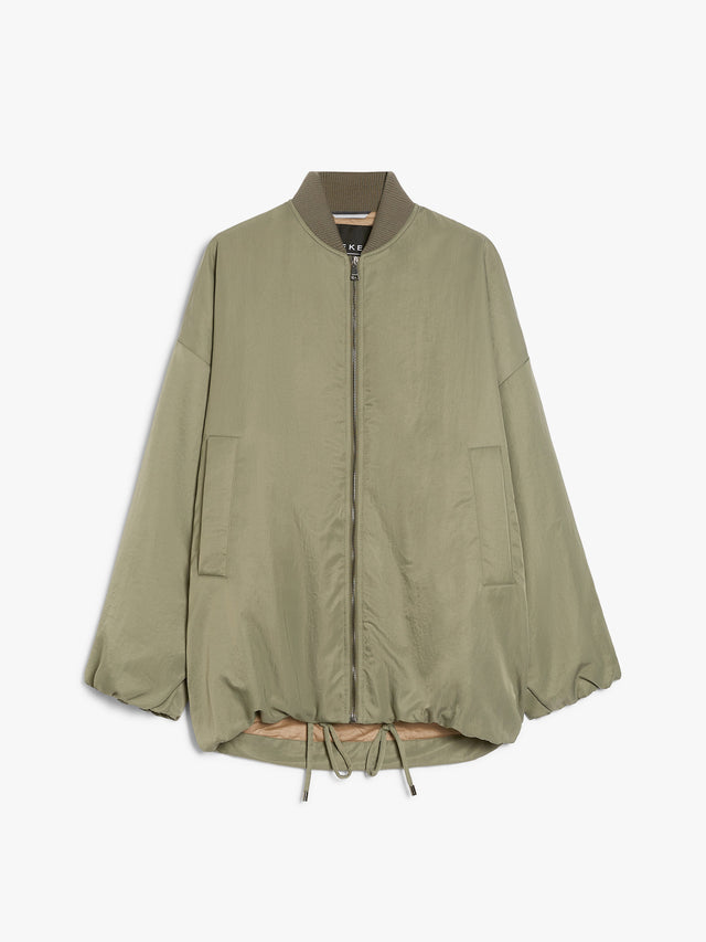 Water-Repellent Twill Bomber Jacket for Women - Sage Green - Max Mara UAE
