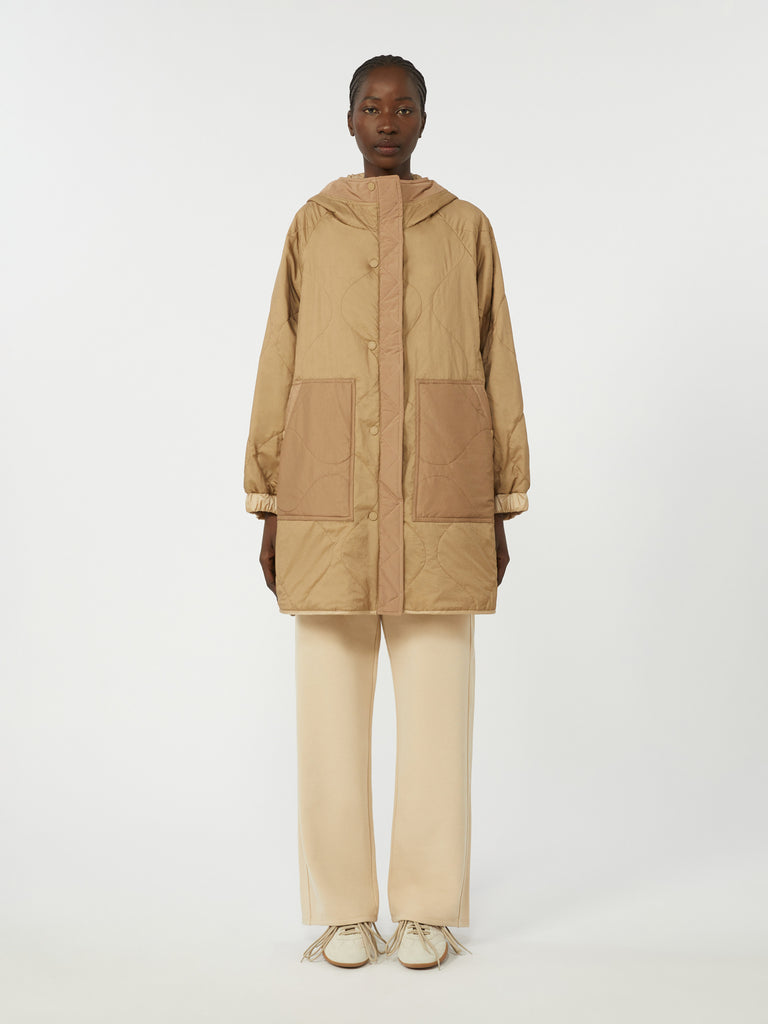 max mara reversible padded parka in water-repellent canvas