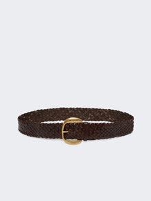 Braided Leather Belt for Women - Dark Brown - Max Mara UAE