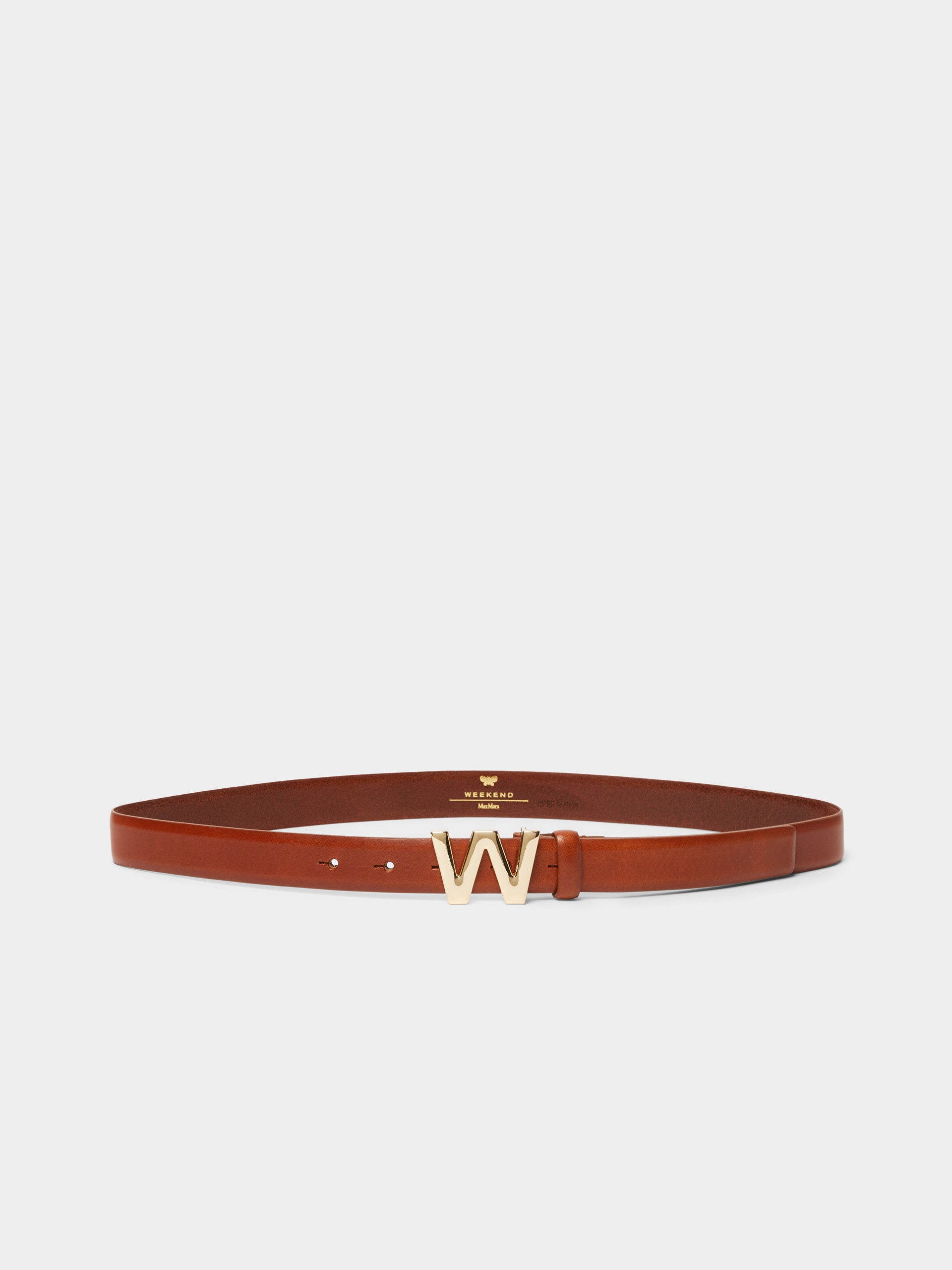 max mara leather belt with logo buckle for women