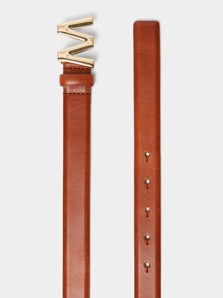 max mara leather belt with logo buckle