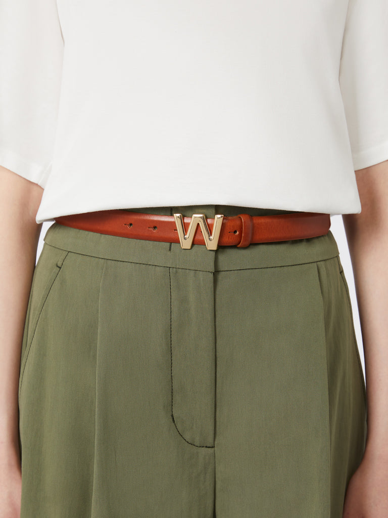 max mara leather belt with logo buckle