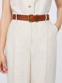 Croc Print Leather Belt for Women - Tobacco - Max Mara UAE
