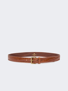 Croc Print Leather Belt for Women - Tobacco - Max Mara UAE