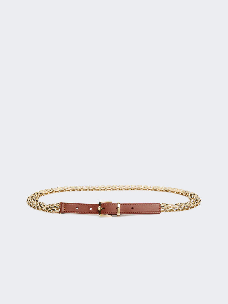 max mara metallic chain and leather belt